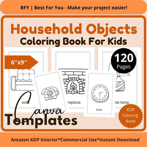 household objects coloring pages  kids   etsy