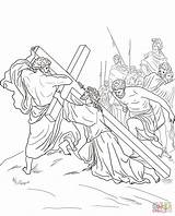 Cross Coloring Jesus Station Pages His Fifth Simon Kreuz Friday Helped Carry Good Printable Cyrene Supercoloring St Ausmalbilder Ausmalbild Stations sketch template