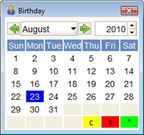 calendar tool adempiere