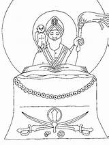 Sikh Sahib Granth Gurdwara Ji sketch template