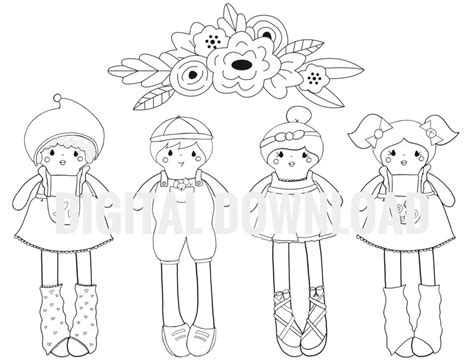 doll coloring pages printable coloring pages cute coloring etsy