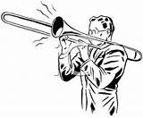 Trombone Clipart Playing Cliparts Library Man sketch template