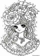 Coloring Flowers Manga Childhood Girl Back Adult Pages Printable Coloriage Print sketch template