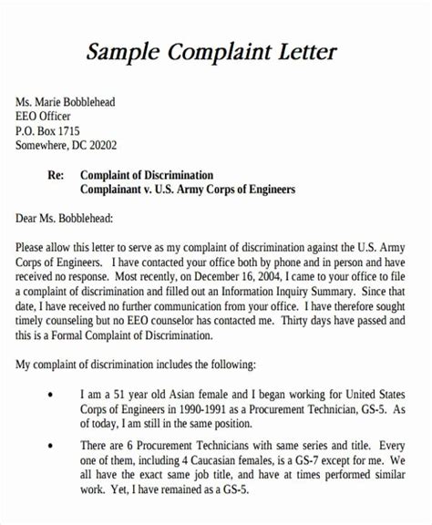 letter  racial discrimination complaint sample