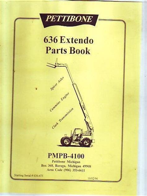 buy pettibone  extendo forklift fork lift parts book catalog manual