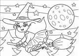 Bruxa Colorir Witch Lua Fofa Colorironline sketch template