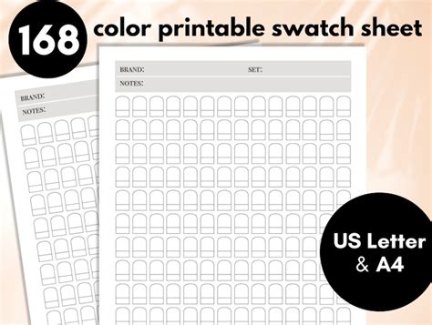 printable color swatch chart  colors blank color swatch etsy
