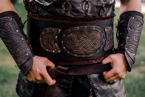 warrior wide belt medieval leather belt celtic larp sca etsy