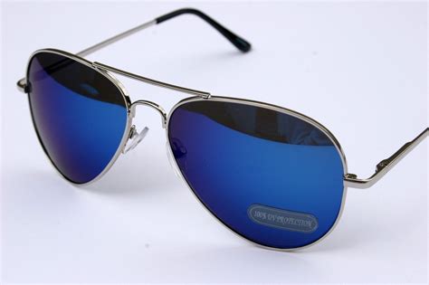 blue mirror aviator sunglasses classic 400uv retro 80 s ebay