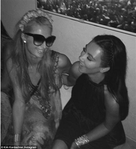 kim kardashian shares a laugh with frenemy paris hilton in new instagram snap daily mail online