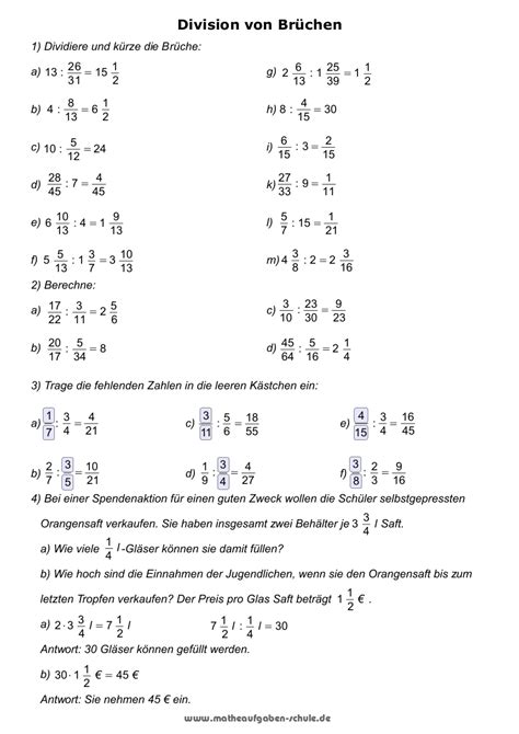 bruchrechnen lernen mathe uebungsblaetter