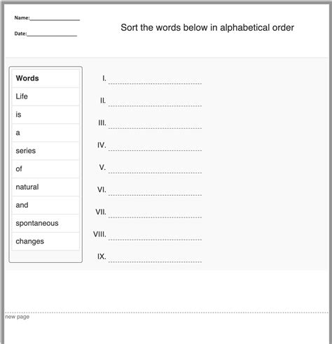 vocabulary test maker  printable printable templates