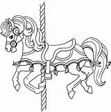 Carousel Coloring Horse Pages Pony Carnival Getcolorings Printable Color sketch template