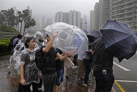 Classes Canceled Workers Head Home As Storm Hits Hong Kong