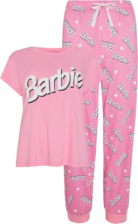ladies girls barbie t shirt pyjamas womens pajama set by bend the
