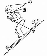 Skiing Coloring Downhill Pages Skier Winter Ski Sports Girl Skiers Kids Printable Do Books Children Popular sketch template