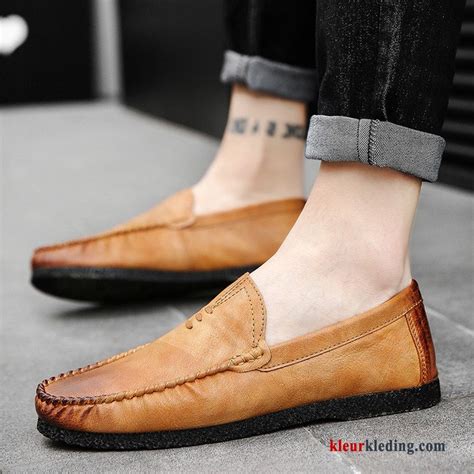 mocassins mannen trend brits  leren schoenen slip  bootschoenen voorjaar heren grijs kopen