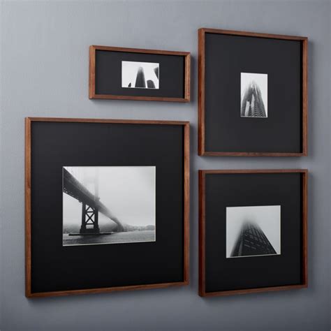 gallery walnut modern picture frames with white mats cb2 picture