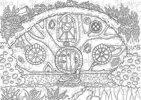 hobbit hole coloring page printable coloring page etsy blank