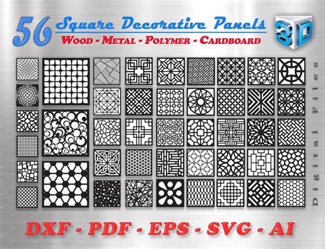 square decorative panels templates digital vector cutting etsy