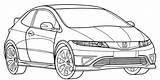Honda Civic Type Coloring Pages Eg Colouring Coloriage Outline Drawings Cars Draw Audi Choose Board R8 sketch template