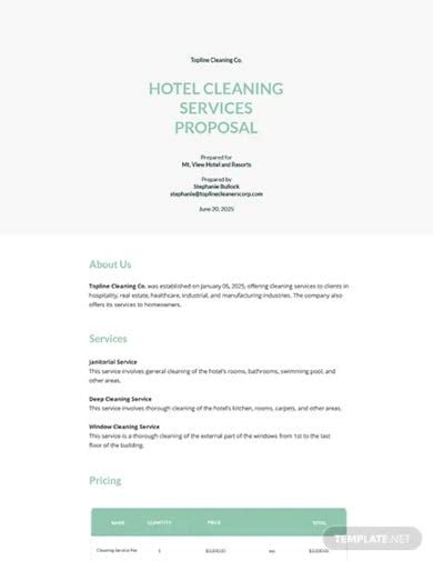 cleaning services proposal templates word  google docs