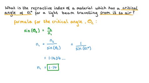 question video determining  refractive index   critical