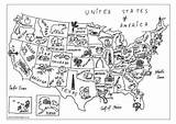 Map Usa Coloring Colouring Pages States United Kids Maps Printable Symbols Landmarks America Grade Detail Activityvillage Color Activity Little Studies sketch template