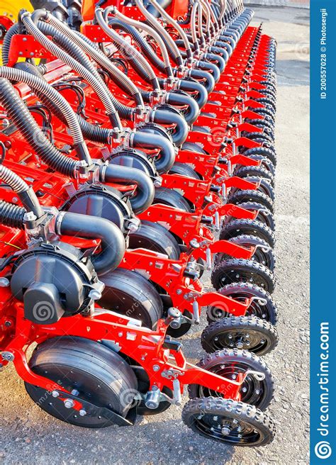 mechanism   modern seeder    agricultural sector stock photo image  business