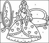 Coloring Princesses Princess Printables Color Number Pages Printable Mirror Easy Access Coloritbynumbers sketch template