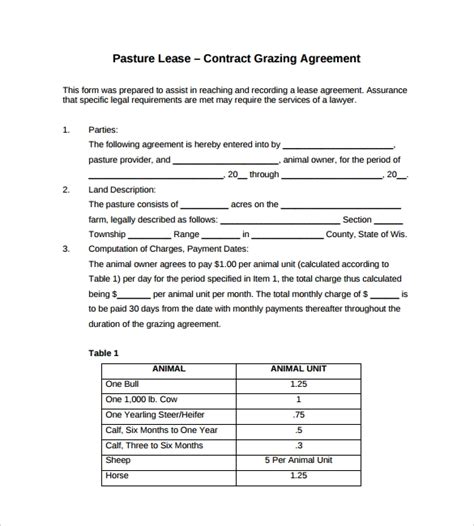 printable pasture lease agreement