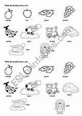 Objects Coloring According Colors Worksheet sketch template