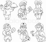 Coloring Professions Pages Job Occupation Book Worksheet Career Clipart Postman Drawing Profession Doctor Illustration Policeman Stock Vector Printable Fireman Cartoon sketch template