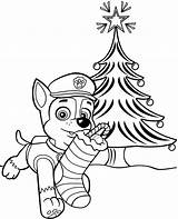 Coloring Christmas Patrol Paw Pages Print Chase Printable Color Tree A4 Wonder sketch template