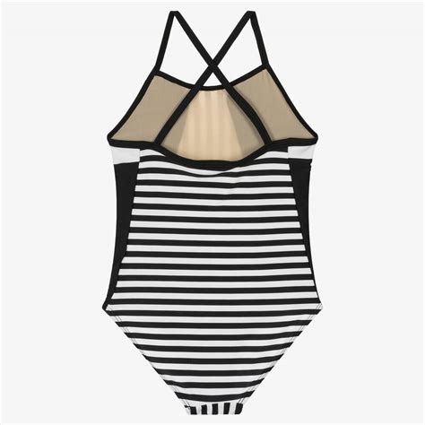 turtledove london girls black and white stripe swimsuit upf50
