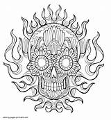 Coloring Skull Adults Pages Printable Skulls Print Adult Flame Look Other sketch template