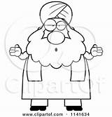 Chubby Shrugging Clueless Sikh Careless Muslim Man Clipart Cartoon Outlined Coloring Vector Cory Thoman sketch template