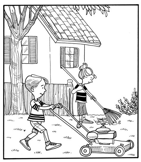 yard coloring page coloring pages