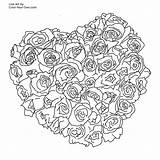 Heart Roses Coloring Printable Pages Valentine Color Rose Hearts Adults Detailed Mandala Click Size Bouquet Sheets Own Kids Flower Print sketch template