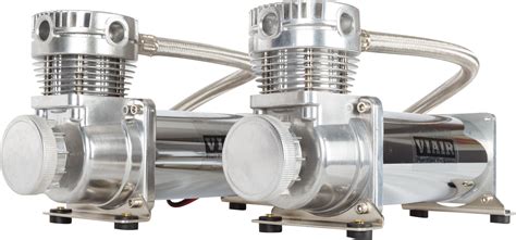 viair dual  pewter air compressors  air suspensiontrain horns bagged ebay
