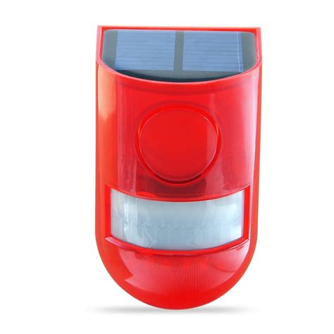 solar powered sound light alarm warning light ip waterproof  db burglar alarm alexnldcom