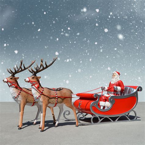 deluxe  seater sleigh santa reindeer decor set display