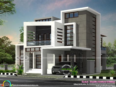 beautiful box model contemporary residence   bedroom kerala home design  floor plans
