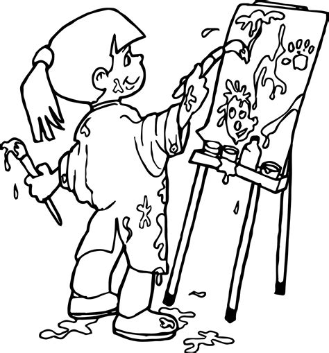 painter girl coloring page wecoloringpagecom