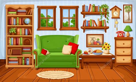 cozy living room interior vector illustration stock vector  naddya