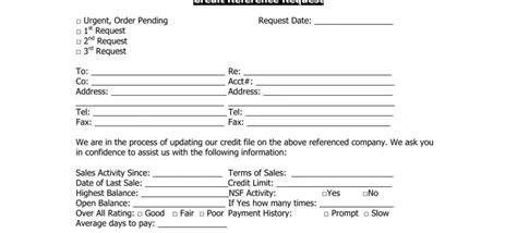 credit reference request fill  printable  forms