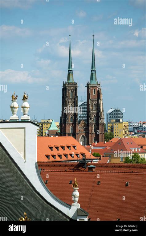 wroclaw poland overlooking  wroc aw cathedral stock photo alamy
