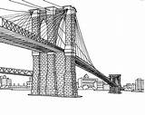 York Coloring Brooklyn Pages Bridge Adult Pont City Drawing Printable Buildings Skyline Adults Print Color Coloriage Architecture Brick Colored Each sketch template