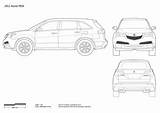 Acura Mdx Drawings Blueprint 2010 Suv Ii Vector Car Facelift sketch template