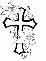 Tattoo Cross Outline Designs Flower Coloring Flowers Tattoos Azcoloring sketch template